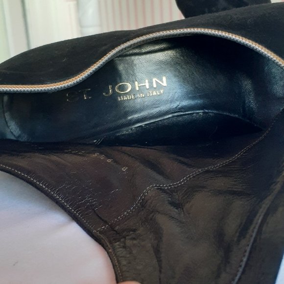 St. John Black Ankle Boots with Gold Accent - Picture 9 of 15